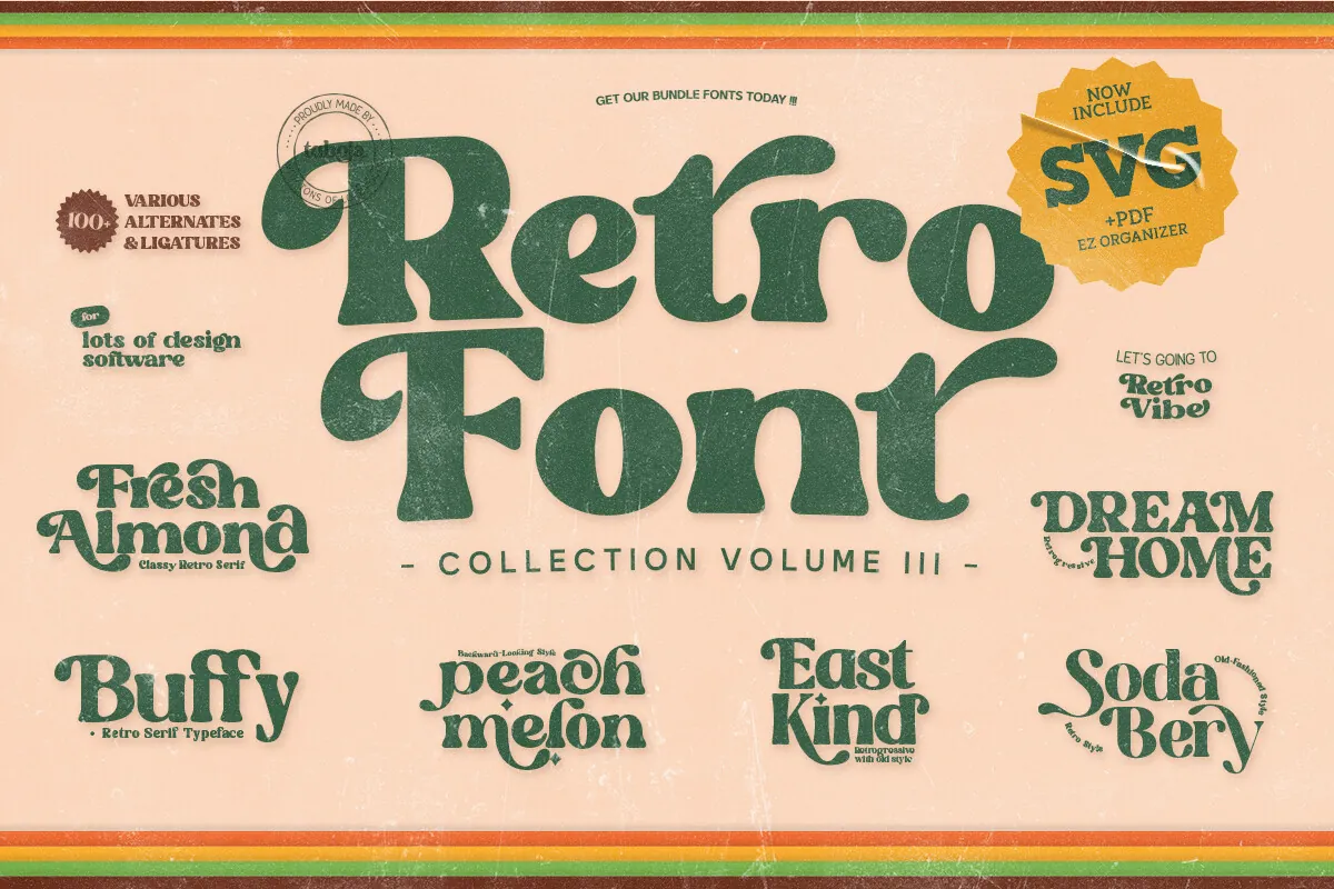 Retro Groovy Bundle Font preview